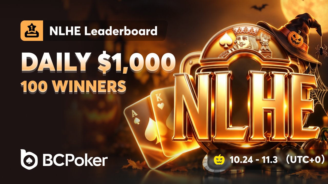 BCPoker NLHE Leaderboard: daily $1,000, 100 winners