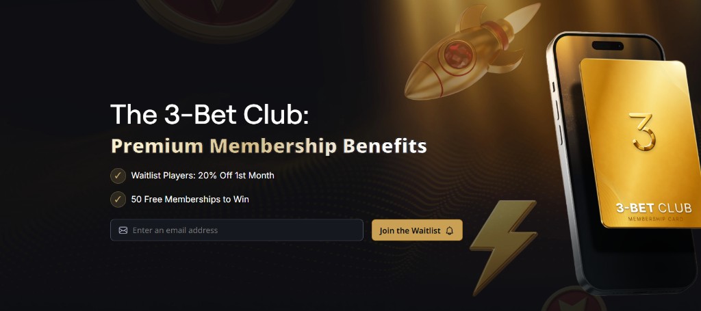 CoinPoker 3-Bet Club waitlist signup with membership benefits